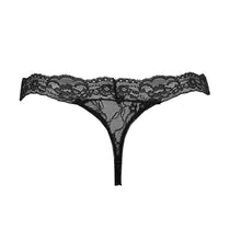Load image into Gallery viewer, Backside of the Black Sand Fantasia Lace Thong.