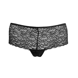 Duchess Lace Hipster in Black Sand front view.