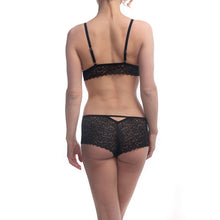Load image into Gallery viewer, Duchess Lingerie Set in Black Sand on model facing away.