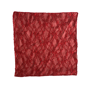 Fantasia Pocket Square in Passion Red unfolded.