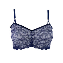 Load image into Gallery viewer, Mezzanotte Lace Bralette in Venetian Blue.