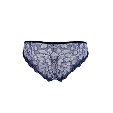 Load image into Gallery viewer, Mezzanotte two-tone blue lace cheeky panty rear facing view