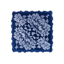 Load image into Gallery viewer, Mezzanotte two-tone lace pocket square in Venetian Blue unfolded.