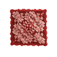 Load image into Gallery viewer, Mezzanotte Lace Pocket Square in passion Red with two-tone floral lace and silk backing.