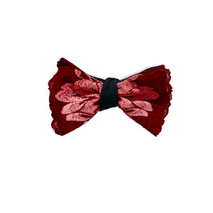 Mezzanotte Two-Tone Lace Bow Tie in Passion Red.