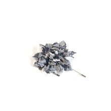 Load image into Gallery viewer, Blue and white floral lapel pin with white background.
