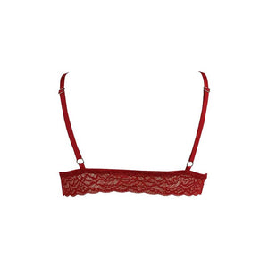 Duchess Lace Bralette in Passion Red backside view.