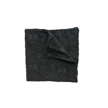 Load image into Gallery viewer, Fantasia Pocket Square in Black Sand folded.