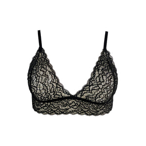 Duchess lace bralette in Black Sand front view