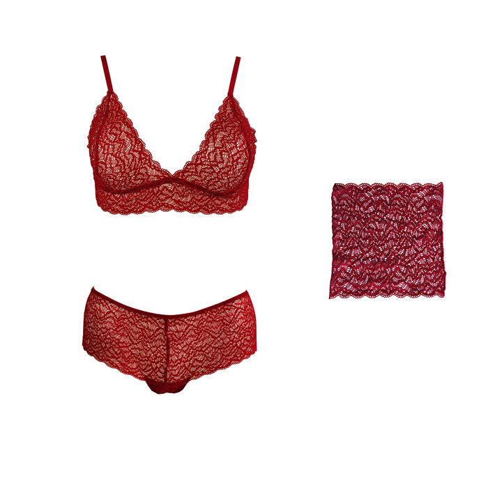 Duchess lingerie set and matching pocket square in Passion Red.