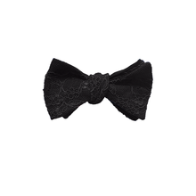 Load image into Gallery viewer, Fantasia Lace Bow Tie in Black Sand.