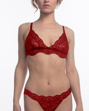 Load image into Gallery viewer, Passion Red Fantasia lace bralette on model facing forward.