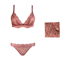 Load image into Gallery viewer, Fantasia lingerie set with matching pocket square in Bellini Pink.