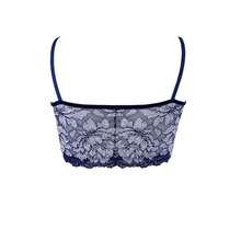 Load image into Gallery viewer, Mezzanotte Two-tone blue floral lace bralette rear facing view