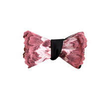 Load image into Gallery viewer, Mezzanotte lace bow tie in Bellini Pink.