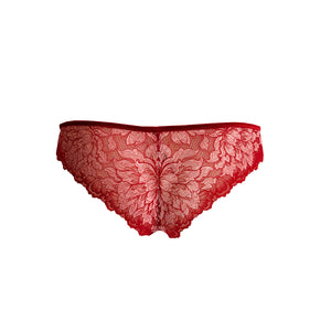Mezzanotte Lace Cheeky Panty in Passion Red backside.