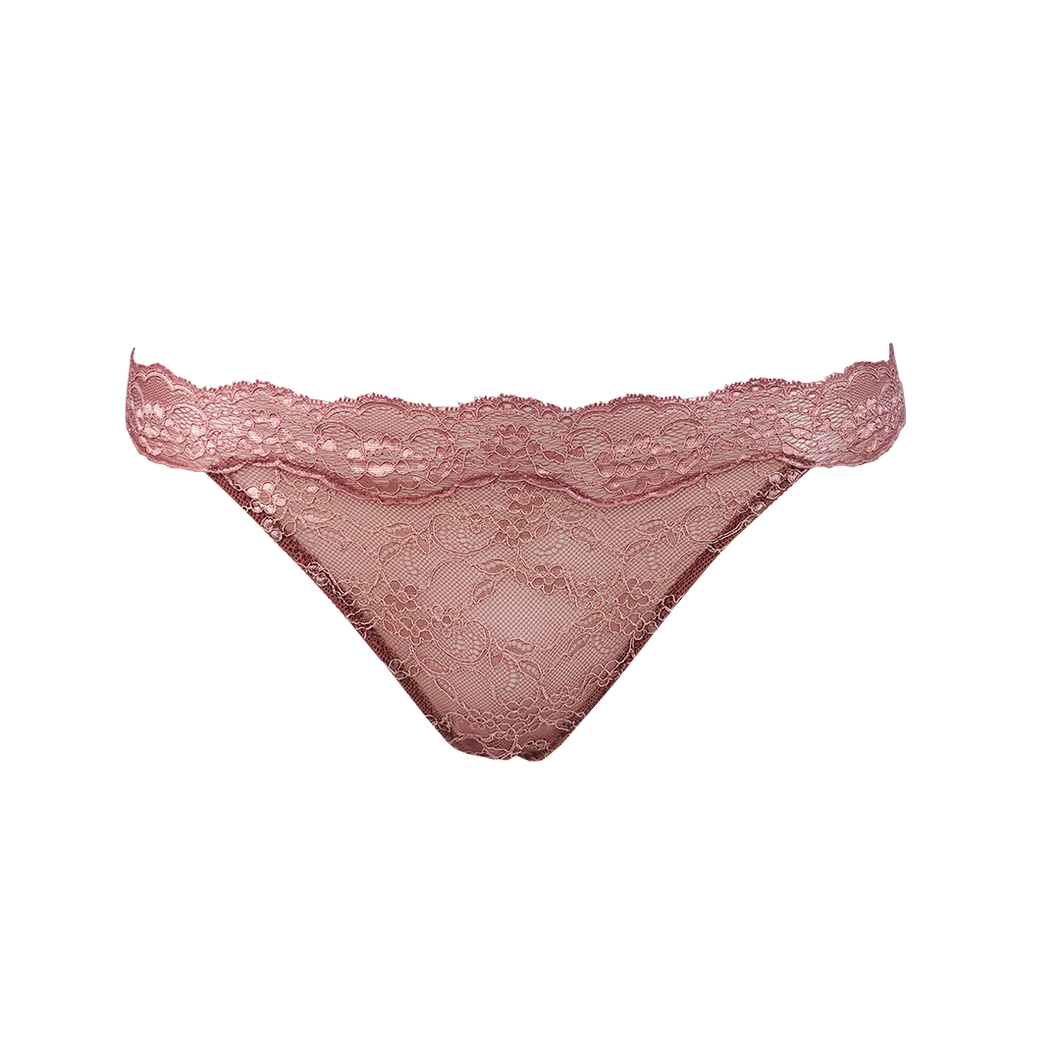 Bellini pink lace thong front facing view