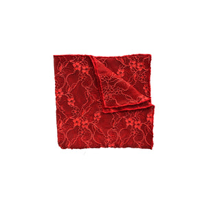 Fantasia Pocket Square in Passion Red folded.