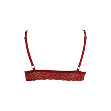 Load image into Gallery viewer, Duchess Lace Bralette in Passion Red backside view.