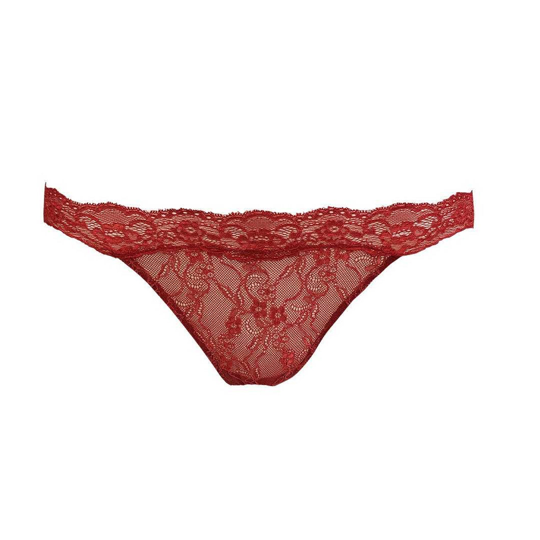 Front facing Passion Red Fantasia Lace Thong.